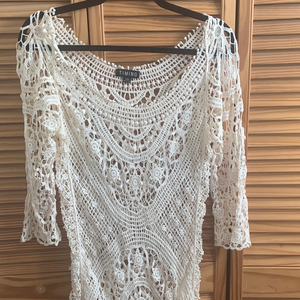 Timing Ivory Crochet Dress
